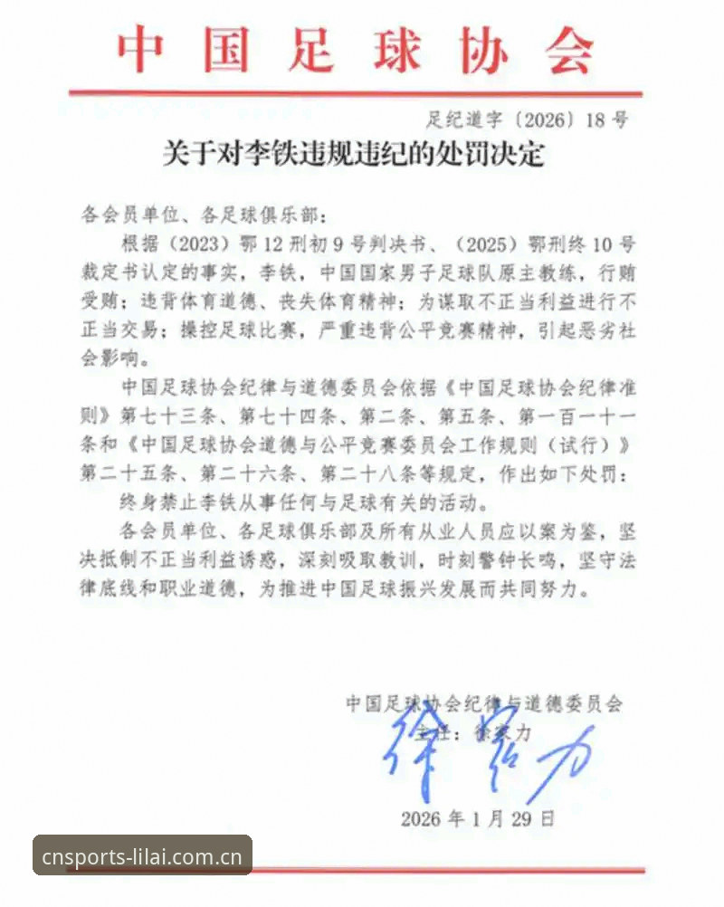 足协第三批禁足名单详解：利来体育体育资讯里的17人终身禁足与48人五年禁业
